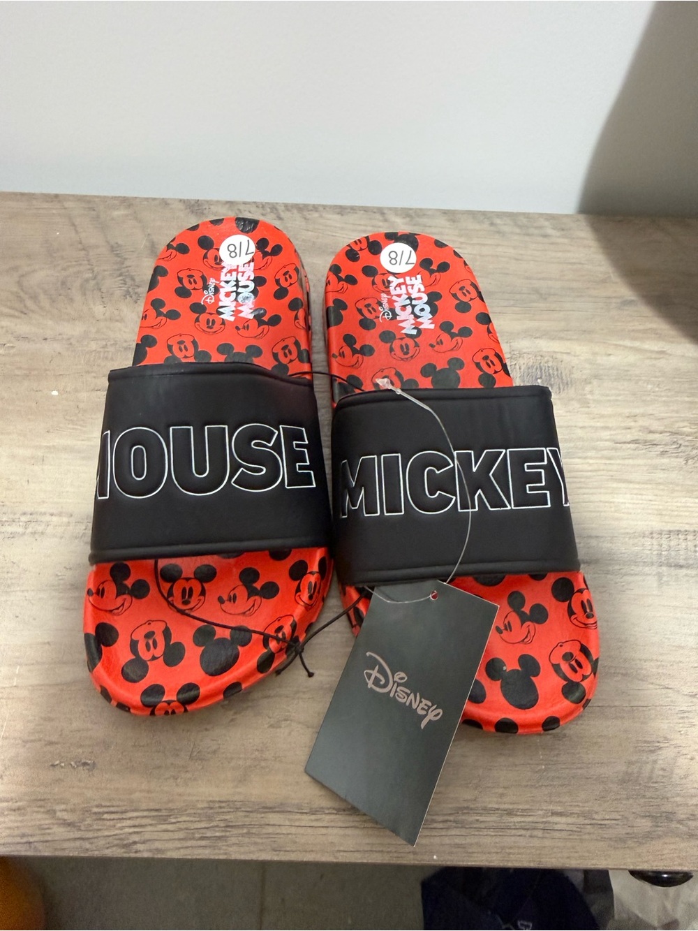 Disney Mickey Mouse Red and Black Slide Sandals